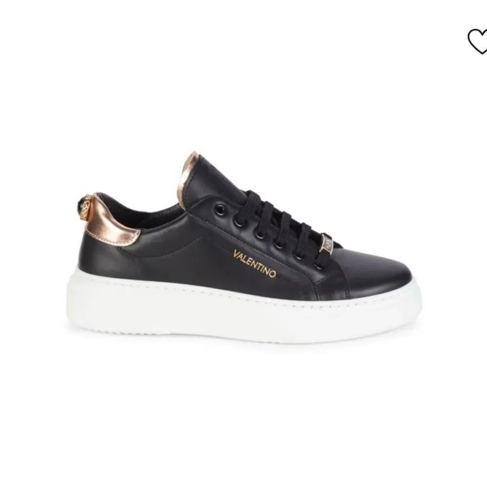 Valentino Women's Black and Metallic Sneakers